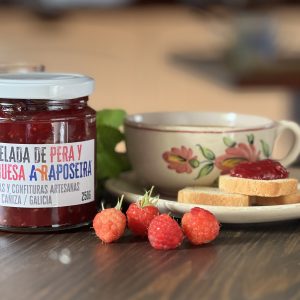 mermelada de pera y frambuesa